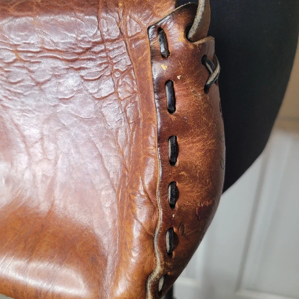 Dante‎ San Jose Tooled Leather Handbag Braided Strap Hippie Boho Flowers Gypsy